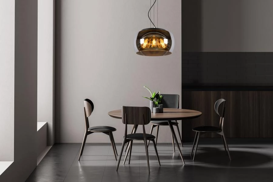 Lucide OLIVIA - Pendant light - Ø 40 cm - 3xE27 - Smoke Grey - ambiance 1